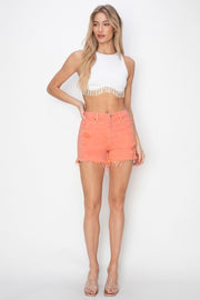 RISEN Full Size High Waist Ripped Denim Shorts - Fashionmj