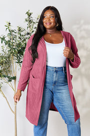 Basic Bae Full Size Hooded Sweater Cardigan - Fashionmj