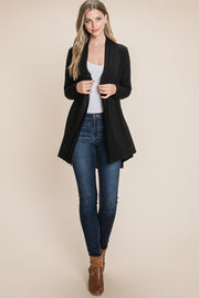 BOMBOM Open Front Long Sleeve Cardigan - Fashionmj