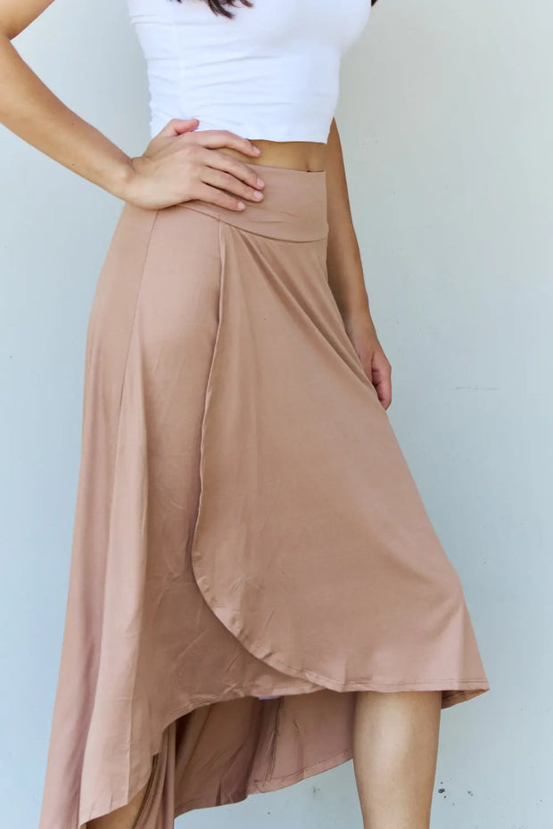 Ninexis First Choice High Waisted Flare Maxi Skirt in Camel - Fashionmj