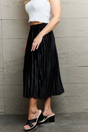 Ninexis Accordion Pleated Flowy Midi Skirt - Fashionmj