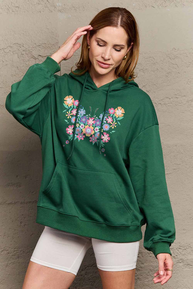 Simply Love Simply Love Full Size Floral Butterfly Graphic Hoodie - Fashionmj