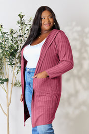 Basic Bae Full Size Hooded Sweater Cardigan - Fashionmj