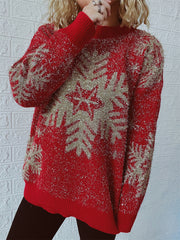 Christmas Element Round Neck Sweater - Fashionmj