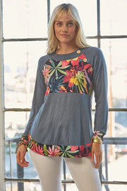 Celeste Full Size Tropical Print Long Sleeve T-Shirt - Fashionmj