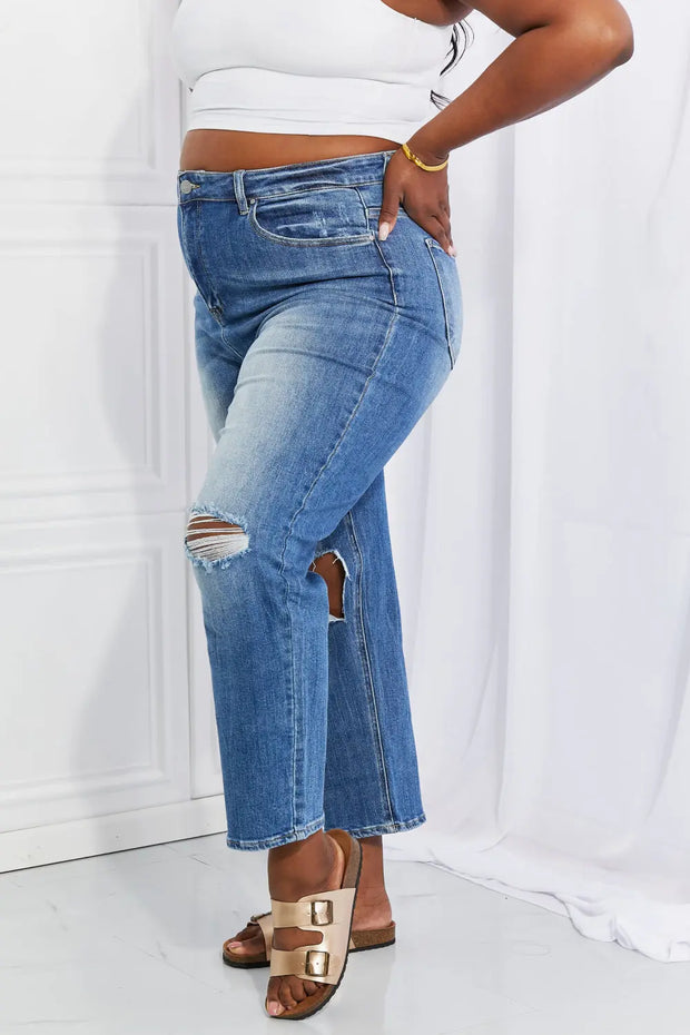 RISEN Full Size Emily High Rise Relaxed Jeans - Fashionmj