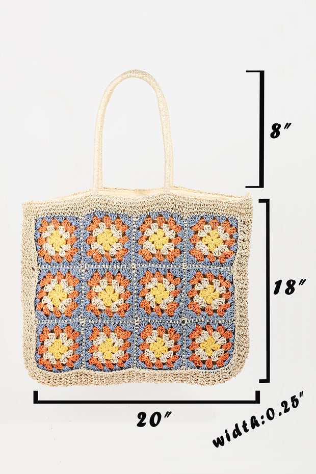 Fame Flower Braided Tote Bag - Fashionmj