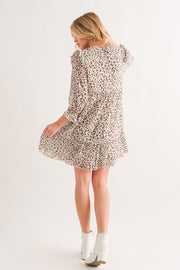 And The Why Leopard Ruffle Hem Woven Mini Dress - Fashionmj