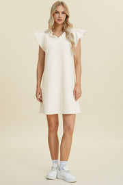 Double Take Full Size Ruffled V-Neck Cap Sleeve Dress - Fashionmj