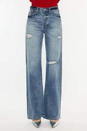 Kancan Distressed High Waist Bootcut Jeans - Fashionmj