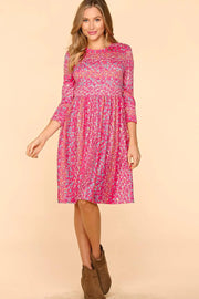 Haptics Round Neck Floral Dress with Pockets - Fashionmj