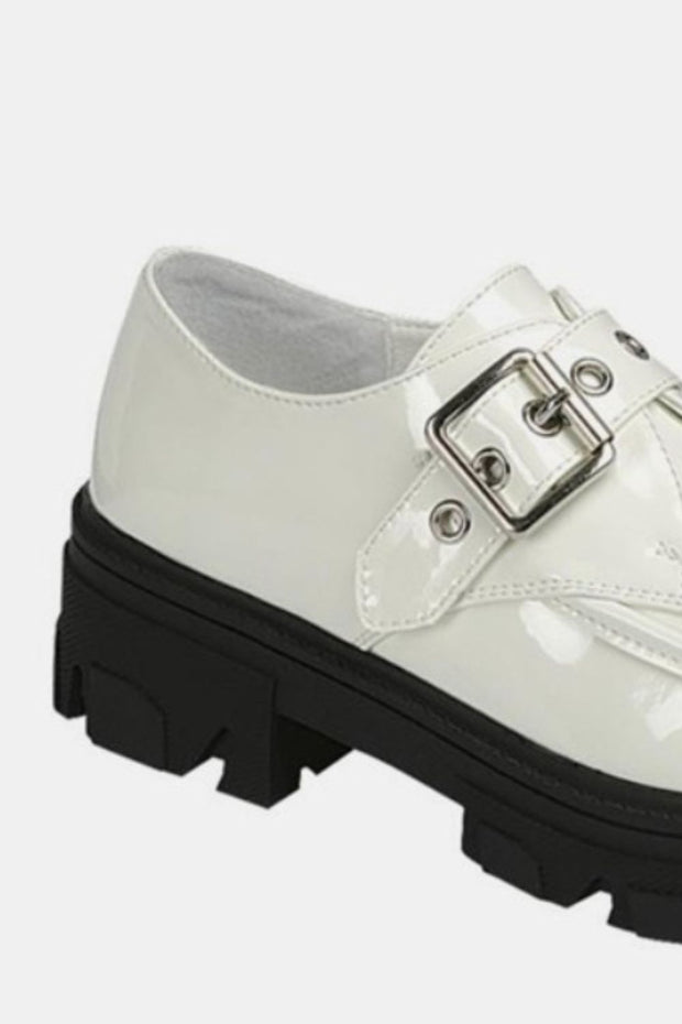 Forever Link Buckled Platform Lug Sole Loafers - Fashionmj