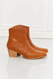 MMShoes Watertower Town Faux Leather Western Ankle Boots in Ochre - Fashionmj