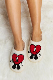 Melody Love Heart Print Plush Slippers - Fashionmj