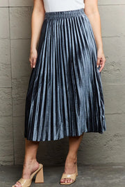 Ninexis Accordion Pleated Flowy Midi Skirt - Fashionmj