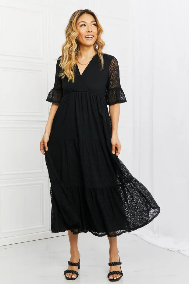 P & Rose Lovely Lace Full Size Tiered Dress - Fashionmj