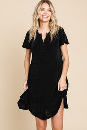 Culture Code Full Size Short Sleeve Ruffled Asymmetric Hem Dress - Fashionmj