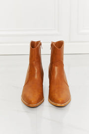 MMShoes Watertower Town Faux Leather Western Ankle Boots in Ochre - Fashionmj