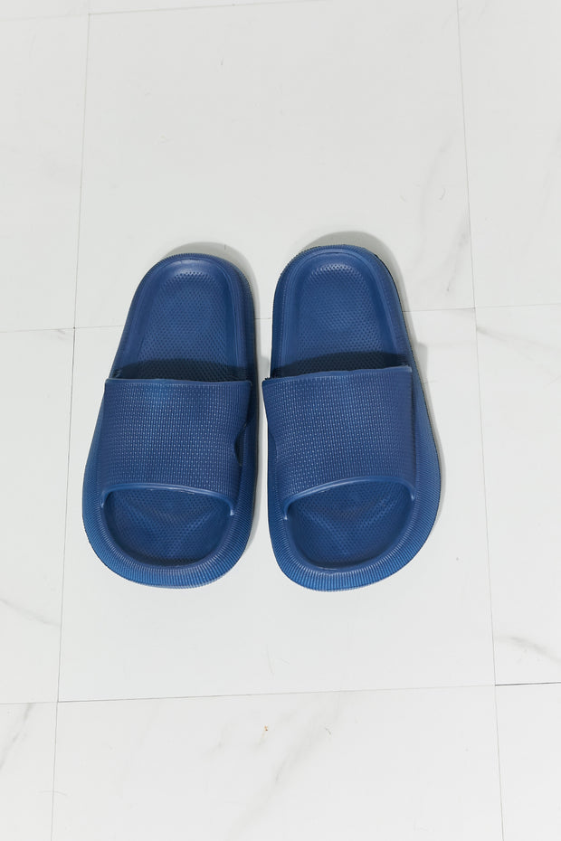 MMShoes Arms Around Me Open Toe Slide in Navy - Fashionmj