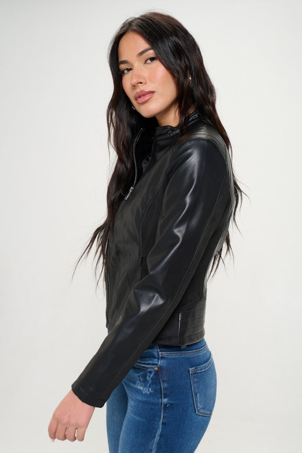 Coalition LA Zip Up Vegan Moto Jacket - Fashionmj