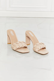 MMShoes Top of the World Braided Block Heel Sandals in Beige - Fashionmj