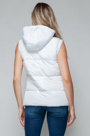 Snobbish Snap and Zip Closure Hooded Vest - Fashionmj