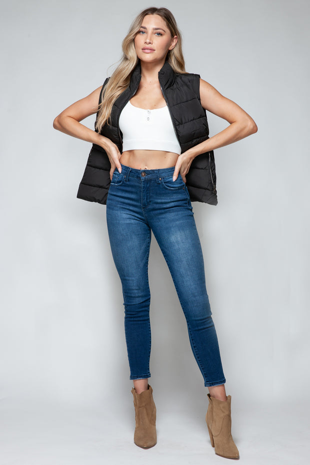 Snobbish Zip Up Turtleneck Vest with Pockets - Fashionmj