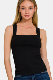 Zenana Square Neck Cropped Tank - Fashionmj