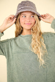 VERY J Mineral Washed Oversized Sweatshirt Mini Dress - Fashionmj