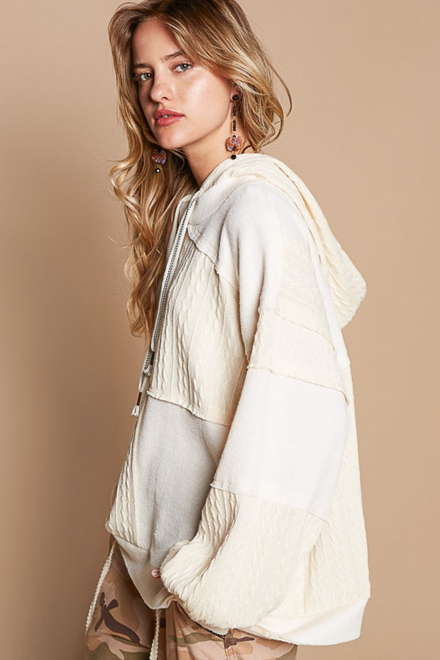 POL Exposed Seam Hooded Knit Top - Fashionmj