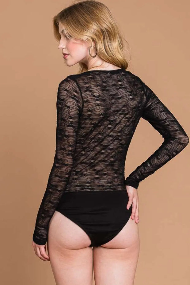 Culture Code Round Neck Mesh Bodysuit – Plus Size Sexy & Chic