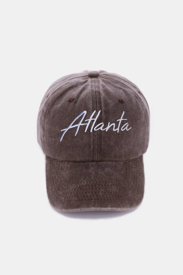 Zenana Washed ATLANTA Embroidered Baseball Cap - Fashionmj