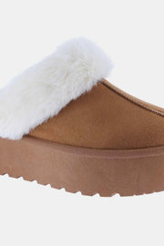 Weeboo Thick Bottom Fur Trim Snow Slippers - Fashionmj