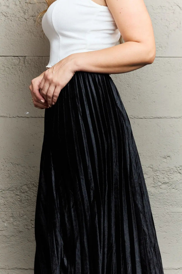 Ninexis Accordion Pleated Flowy Midi Skirt - Fashionmj