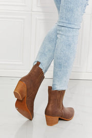 MMShoes Love the Journey Stacked Heel Chelsea Boot in Chestnut - Fashionmj