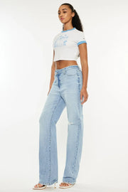 Kancan Distressed High Waist Straight Jeans - Fashionmj