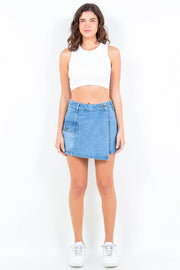 American Bazi Cargo Pocket Denim Skort - Fashionmj