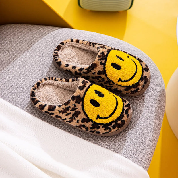 Melody Smiley Face Leopard Slippers - Fashionmj