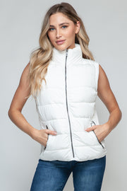 Snobbish Zip Up Turtleneck Vest with Pockets - Fashionmj