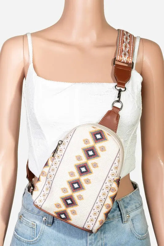 Fame Geometric Wide Strap Crossbody Bag Trendsi