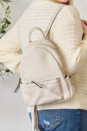 SHOMICO PU Leather Woven Backpack - Fashionmj