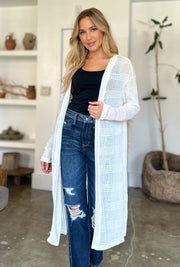 Double Take Full Size Open Front Longline Cardigan - Fashionmj