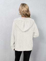 Button-Down Long Sleeve Hooded Sweater - Fashionmj