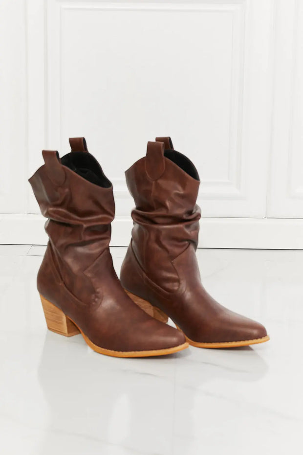 MMShoes Better in Texas Scrunch Cowboy Boots in Brown - Fashionmj