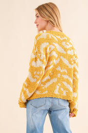 And The Why Full Size Textured Pattern Contrast Sweater - Fashionmj