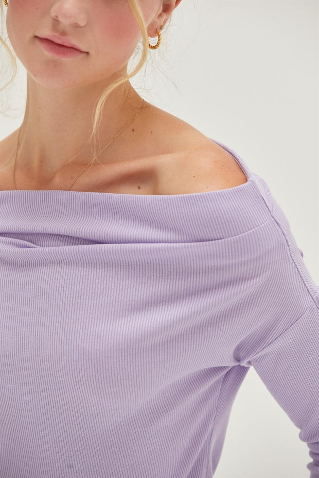 HYFVE Off Shoulder Ribbed Knit Top - Fashionmj