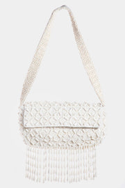 Fame Beaded Fringe Rectangle Shoulder Bag - Fashionmj