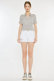 Kancan Raw Hem Distressed Denim Shorts - Fashionmj