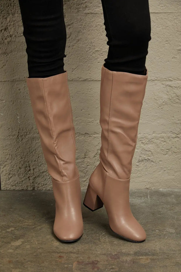 East Lion Corp Block Heel Knee High Boots - Fashionmj