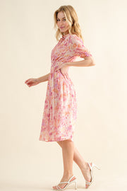 And The Why Full Size Smocked Waist Printed Midi Dress - Fashionmj